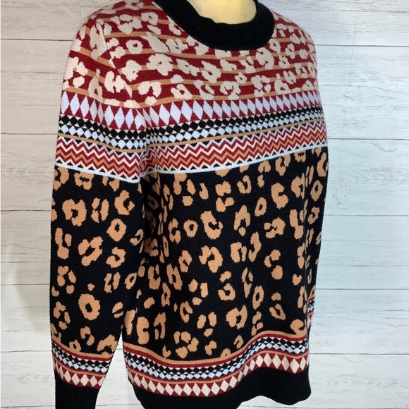 Andree By Unit Size M Leopard Print Pullover Sweater - Picture 7 of 13